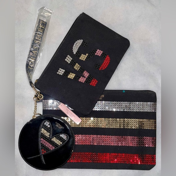 NWT Bundle VICTORIA’S SECRET Tote Wristlet & Cosmetic Trio Bags Set - Picture 6 of 13